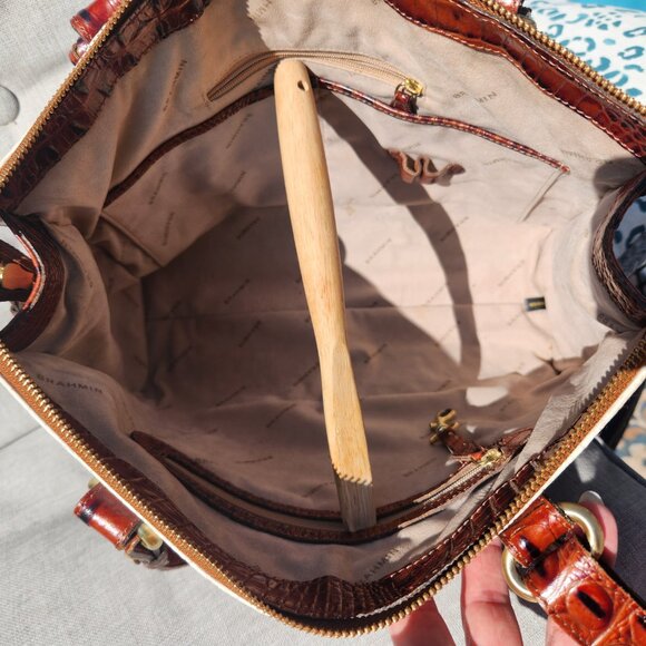 Brahmin Tri-color Asher, VGUC White, Brown, Black. - Picture 7 of 14